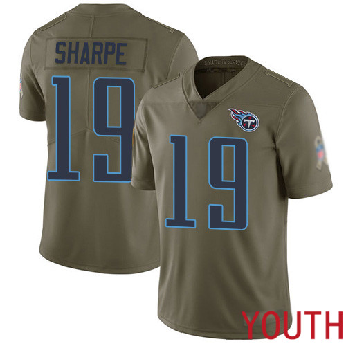 Tennessee Titans Limited Olive Youth Tajae Sharpe Jersey NFL Football #19 2017 Salute to Service->youth nfl jersey->Youth Jersey